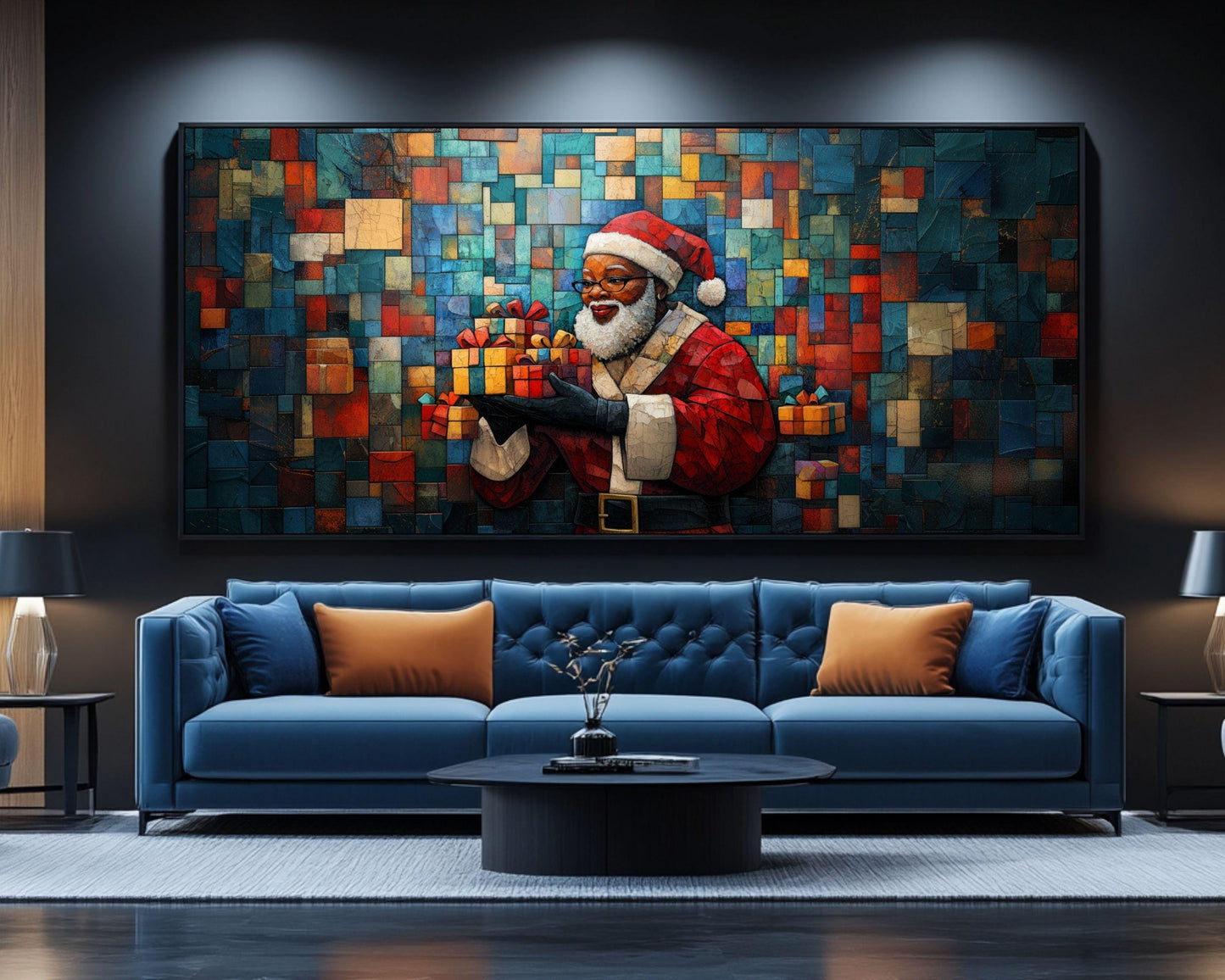 Gift Giving Black Santa African American Wall Art