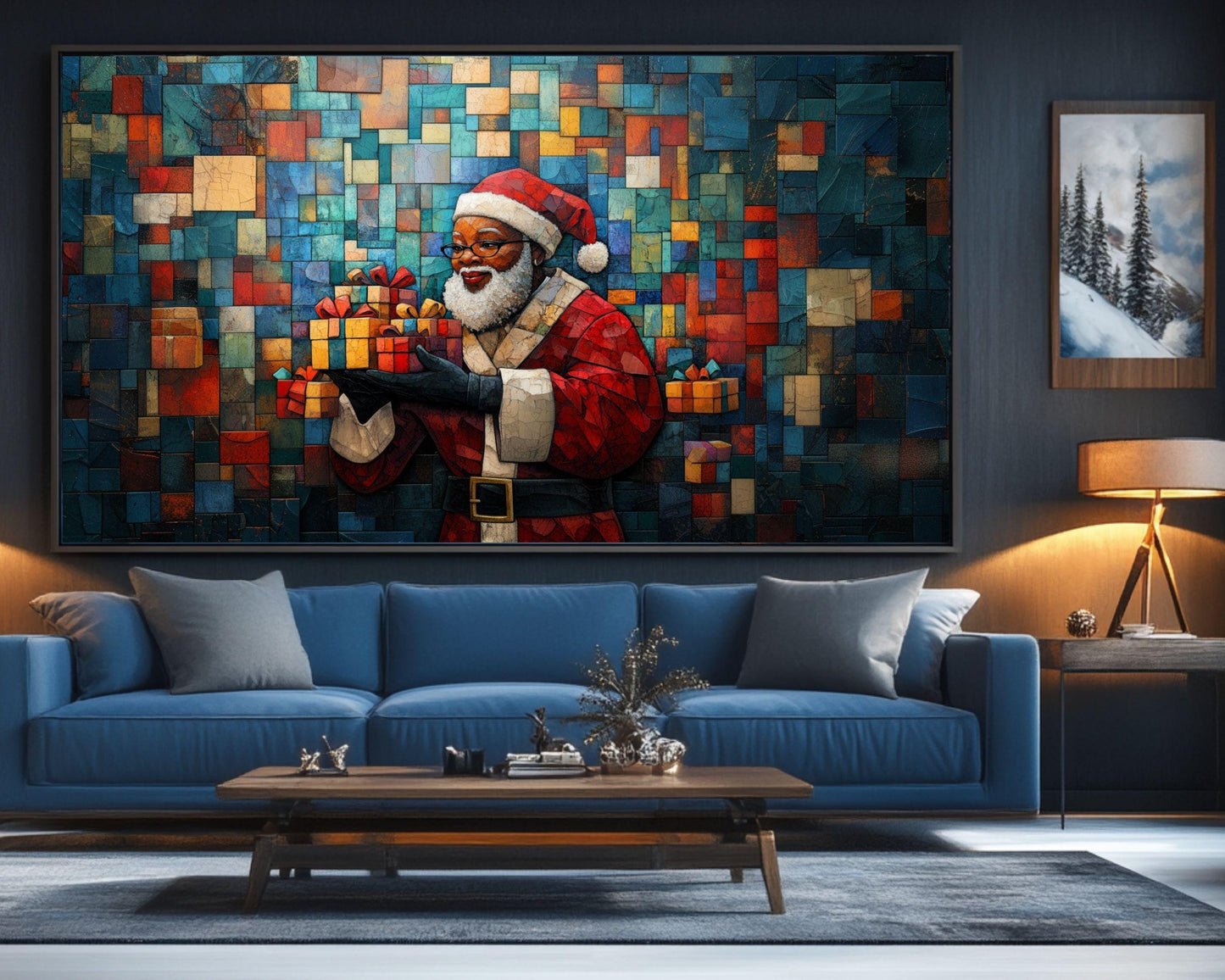 Gift Giving Black Santa African American Wall Art