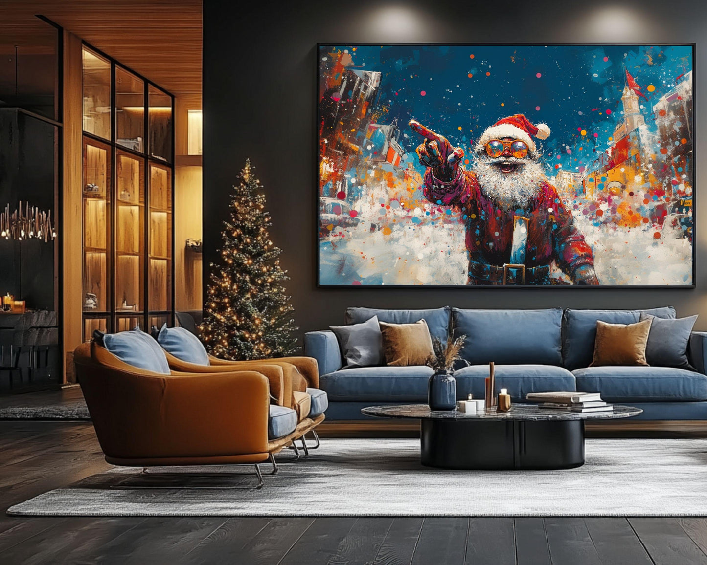 African American Art Black Santa Urban Christmas Print