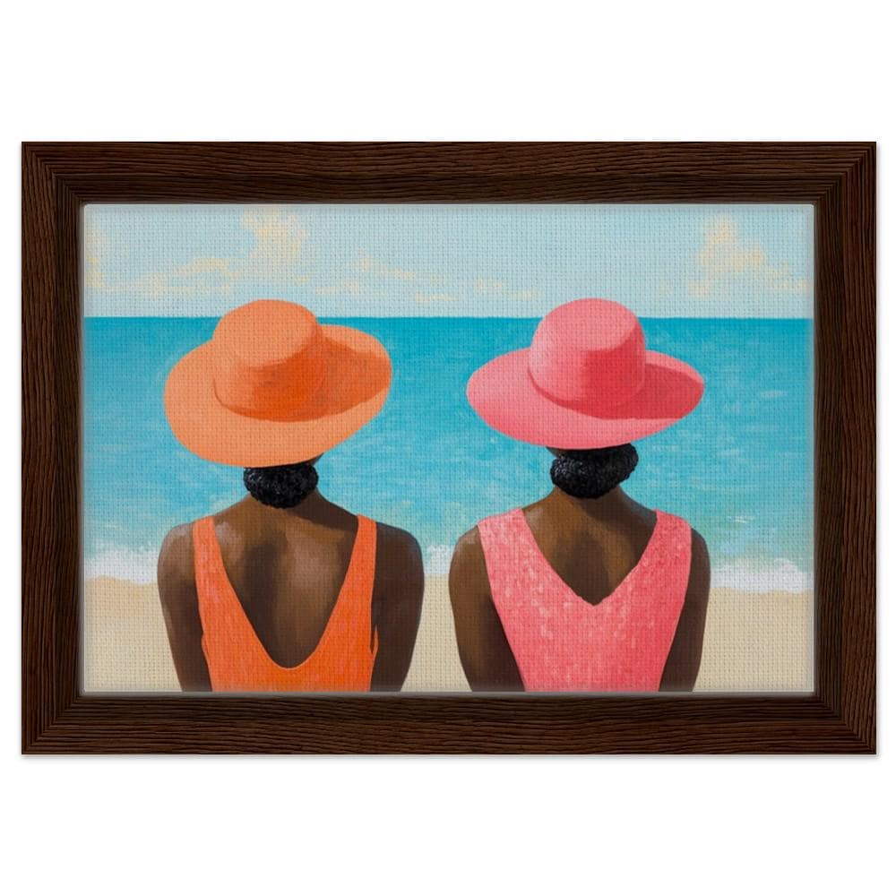 Black Women Relaxing at Beach African American Coastal Wall Art