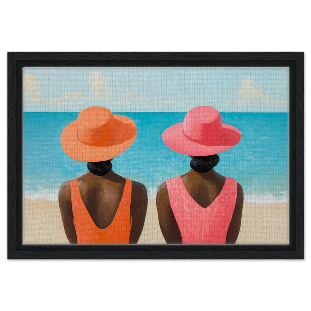 Black Women Relaxing at Beach African American Coastal Wall Art