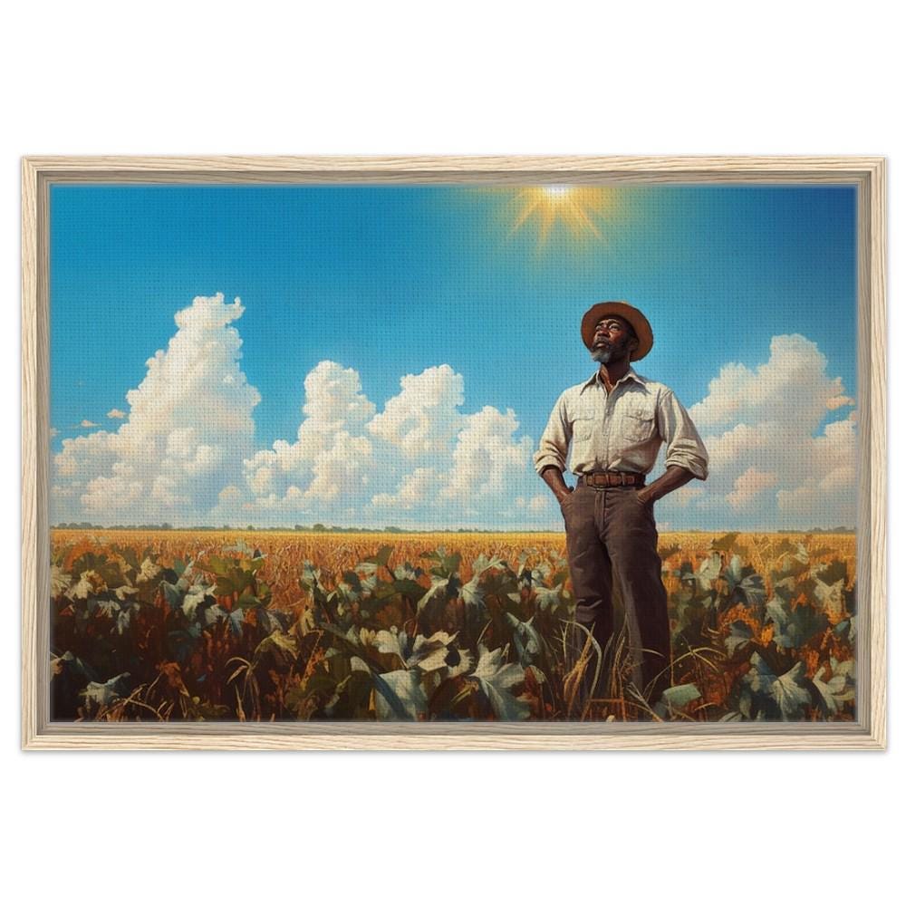 Black Farmer in Golden Field African American Rural Wall Art