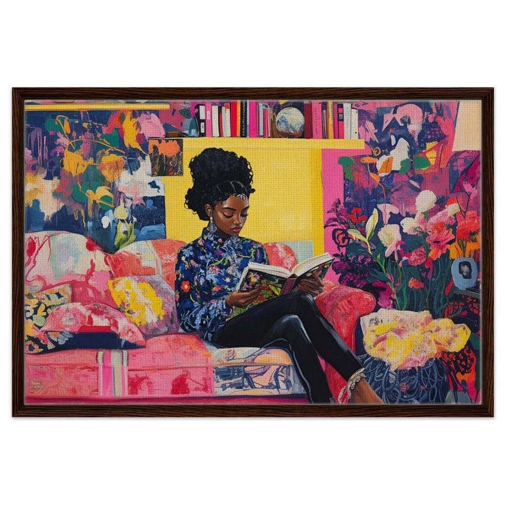 Elegant Black Woman Reading African American Cultural Wall Art