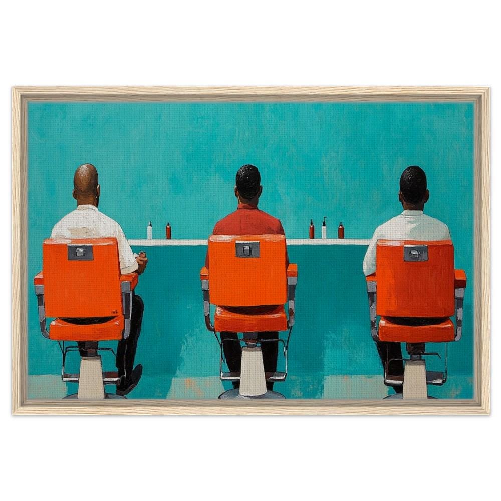 Black Men in Barbershop African American Cultural Wall Art