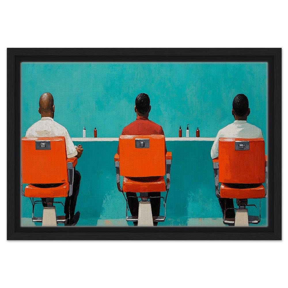 Black Men in Barbershop African American Cultural Wall Art