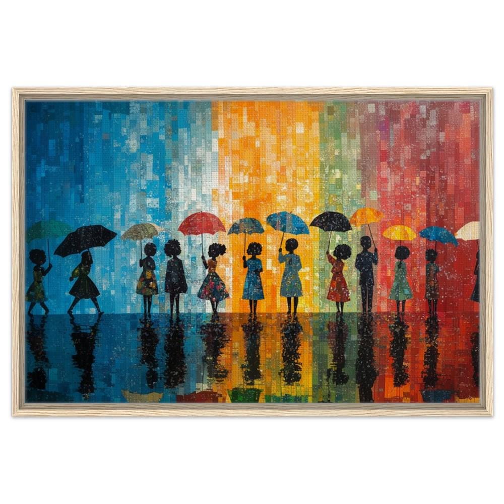 Black Women with Umbrellas African American Abstract Wall Art