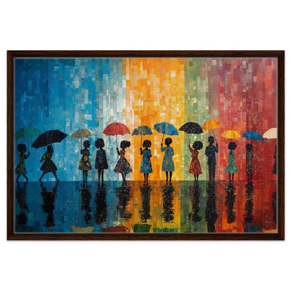 Black Women with Umbrellas African American Abstract Wall Art