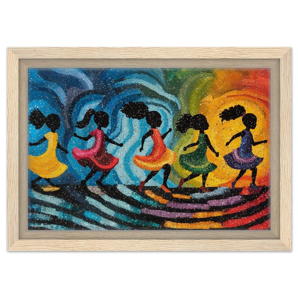 Dancing Black Girls in Abstract Swirl African American Wall Art
