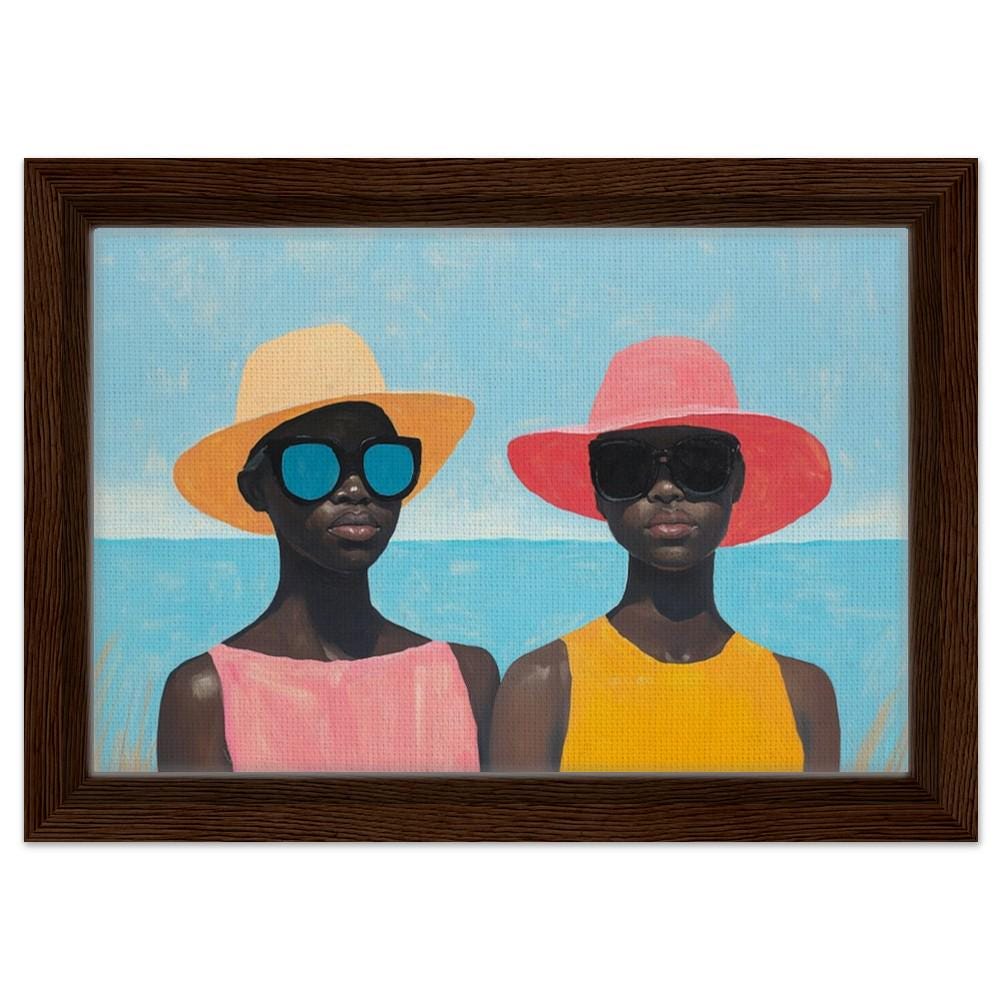 Black Women Beach Art African American Summer Wall Decor