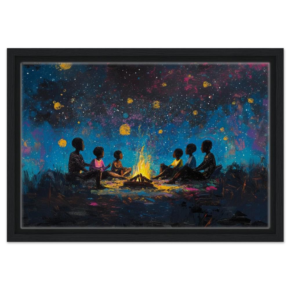 Black Family Campfire Night African American Wall Art