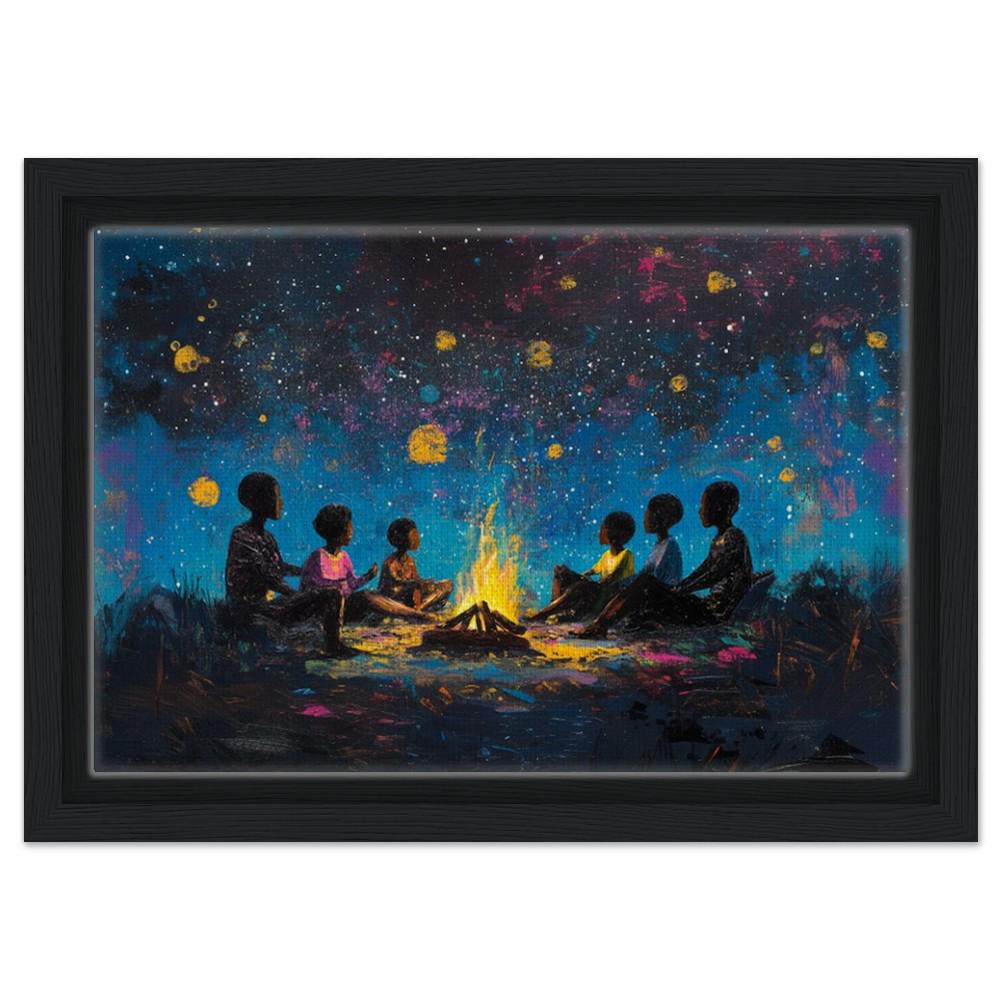 Black Family Campfire Night African American Wall Art