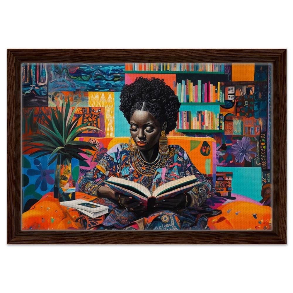 Black Woman Reading Vibrant African American Wall Art