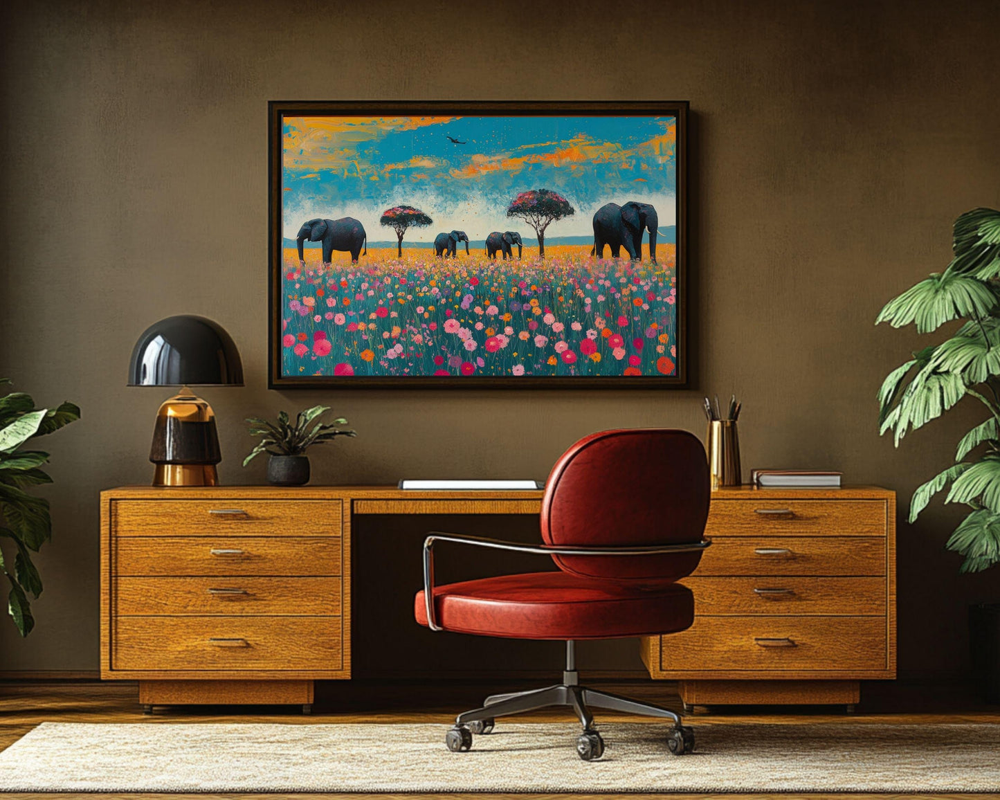 African American Wall Art Elephant Family Black Artwork