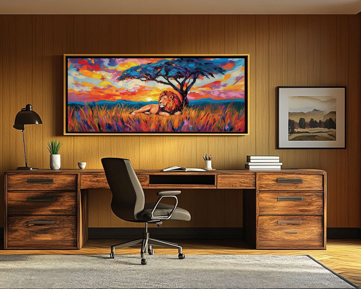 Black Art Lion African American Wall Art African Sunset Canvas