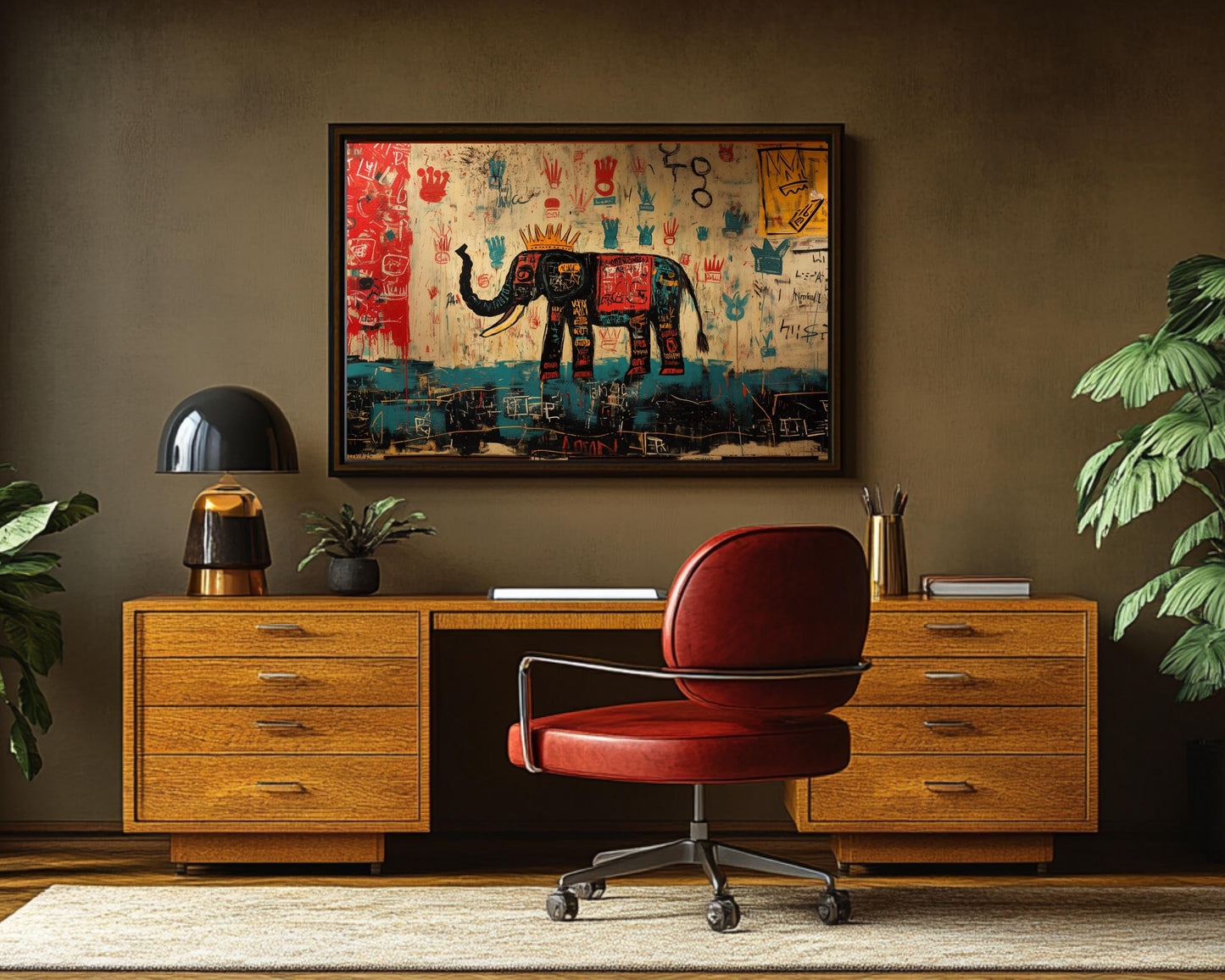 Graffiti Crown Elephant Affordable Black Art