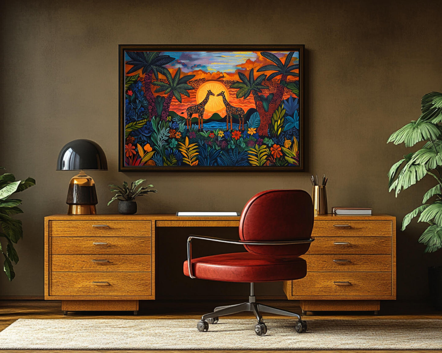 Black Artwork Giraffes African American Wall Art Wildlife Decor