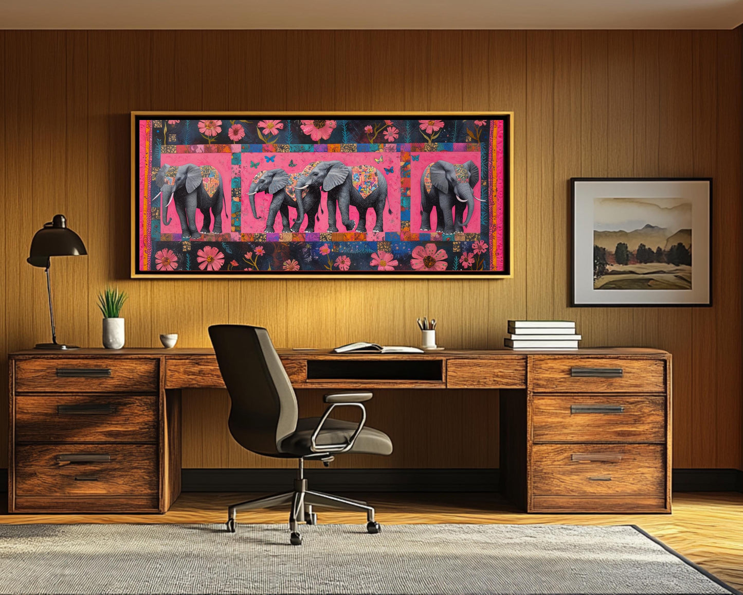 Faith Ringgold Inspired Elephant African American Wall Art Canvas