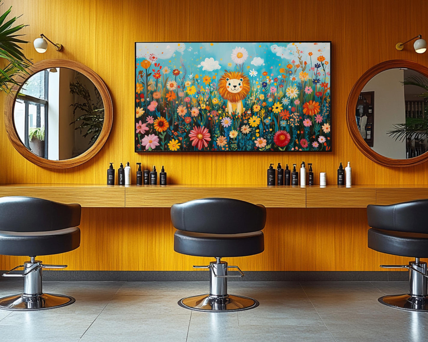 Cheerful Lion African American Wall Art Canvas for Kids