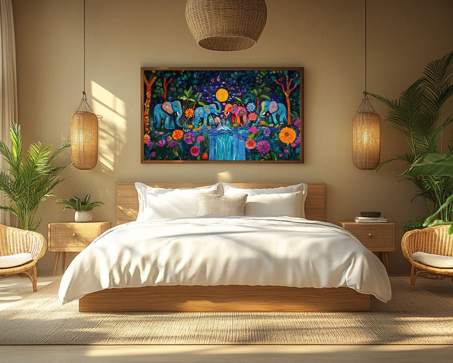 Elephant Jungle Family African American Wall Art