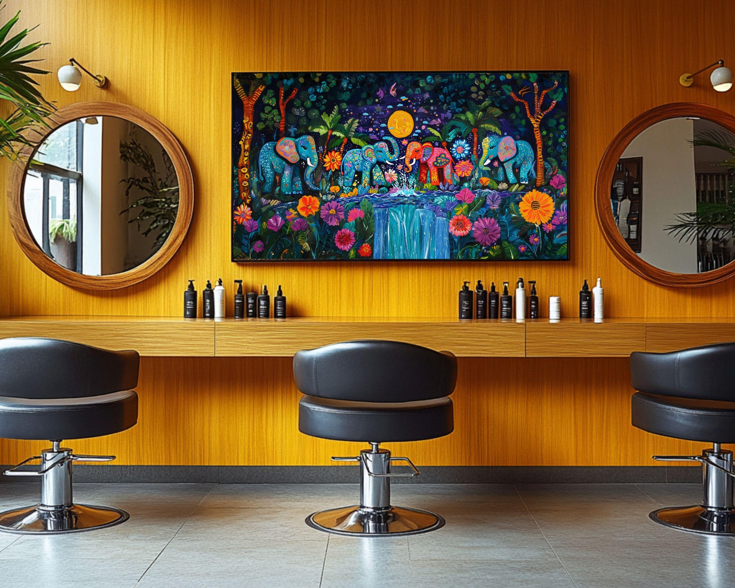 Elephant Jungle Family African American Wall Art