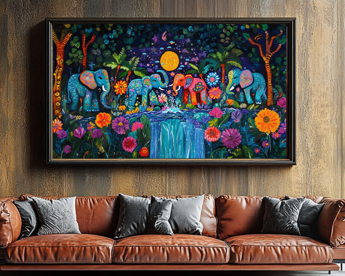 Elephant Jungle Family African American Wall Art