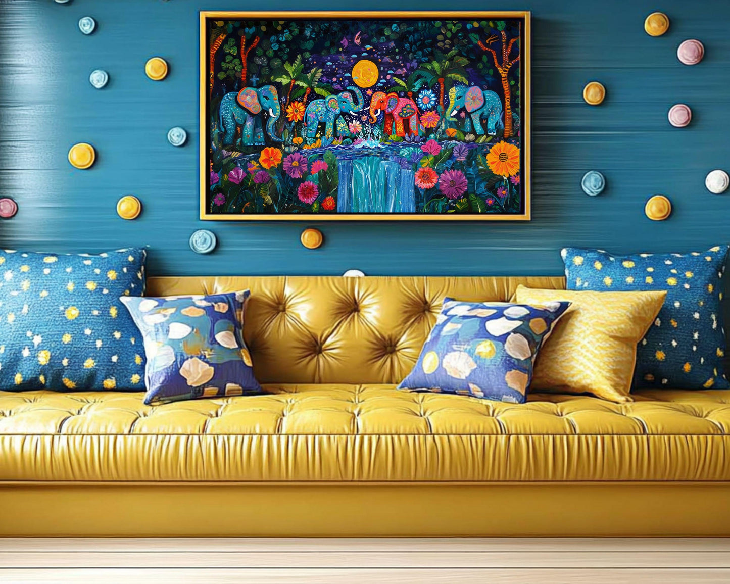Elephant Jungle Family African American Wall Art