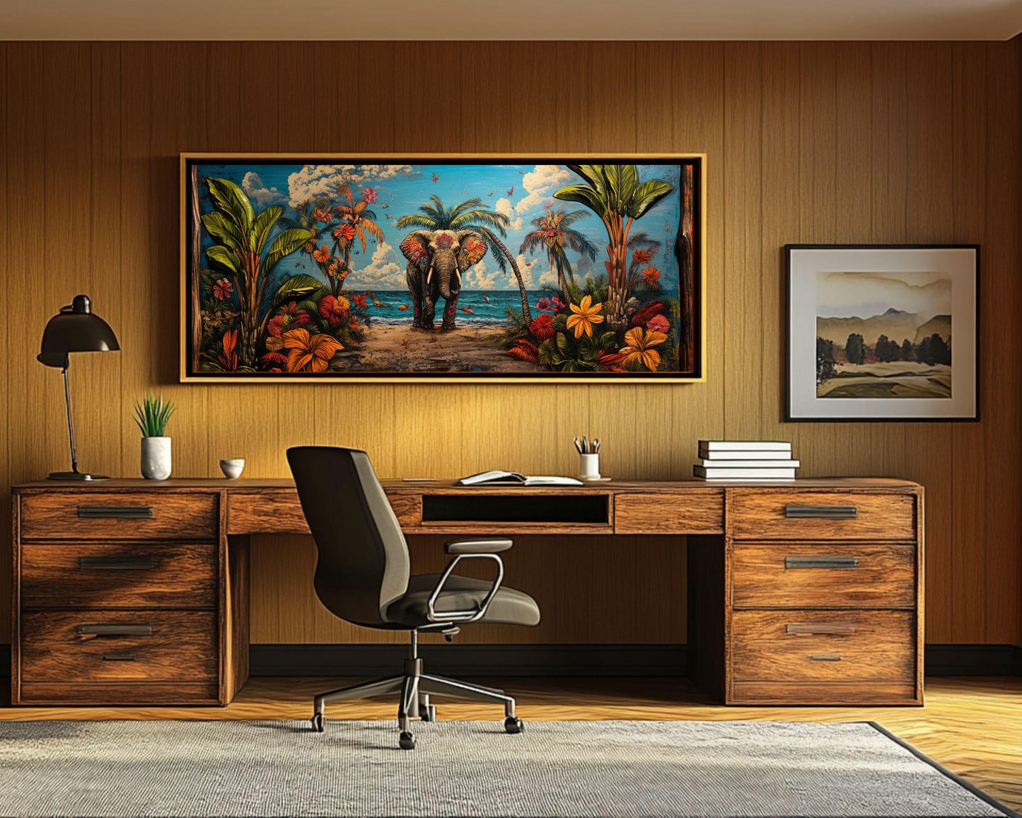 Tropical Elephant Black Art Afrocentric African American Wall Decor