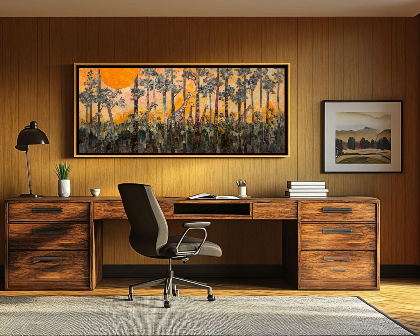Giraffe Forest Canvas Black Art African American Wall Decor