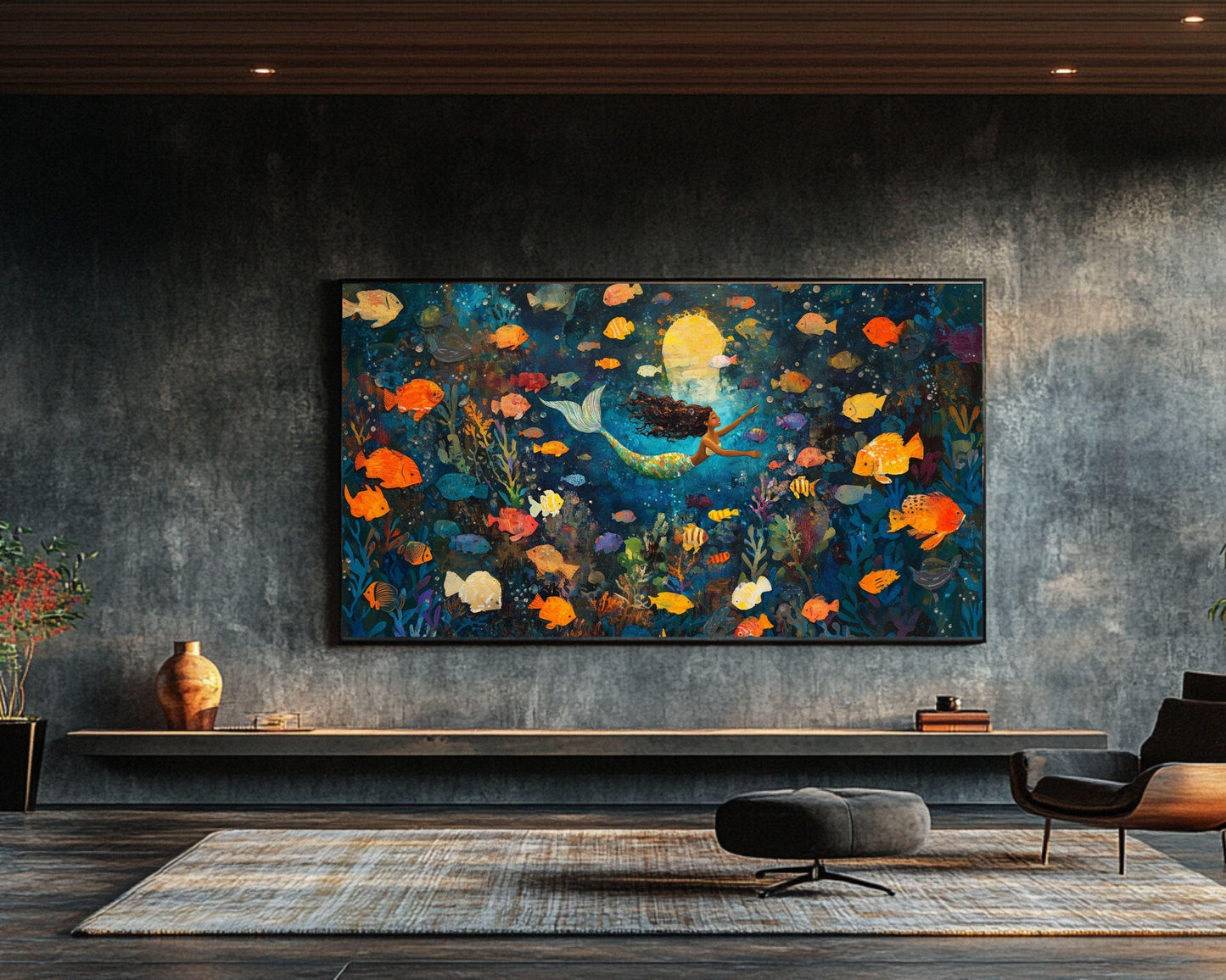 Black Mermaid African American Wall Art Afrocentric Canvas Print