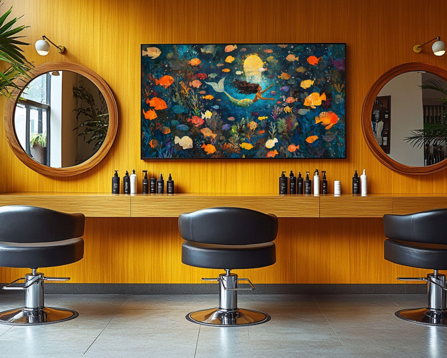 Black Mermaid African American Wall Art Afrocentric Canvas Print