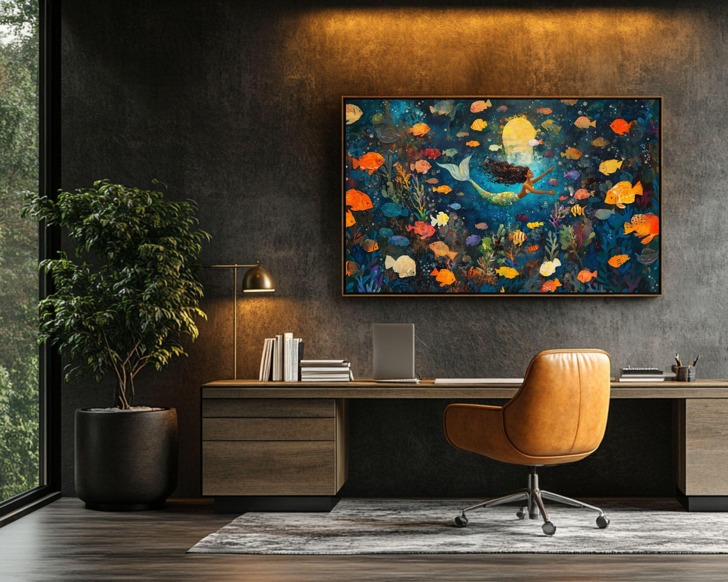 Black Mermaid African American Wall Art Afrocentric Canvas Print