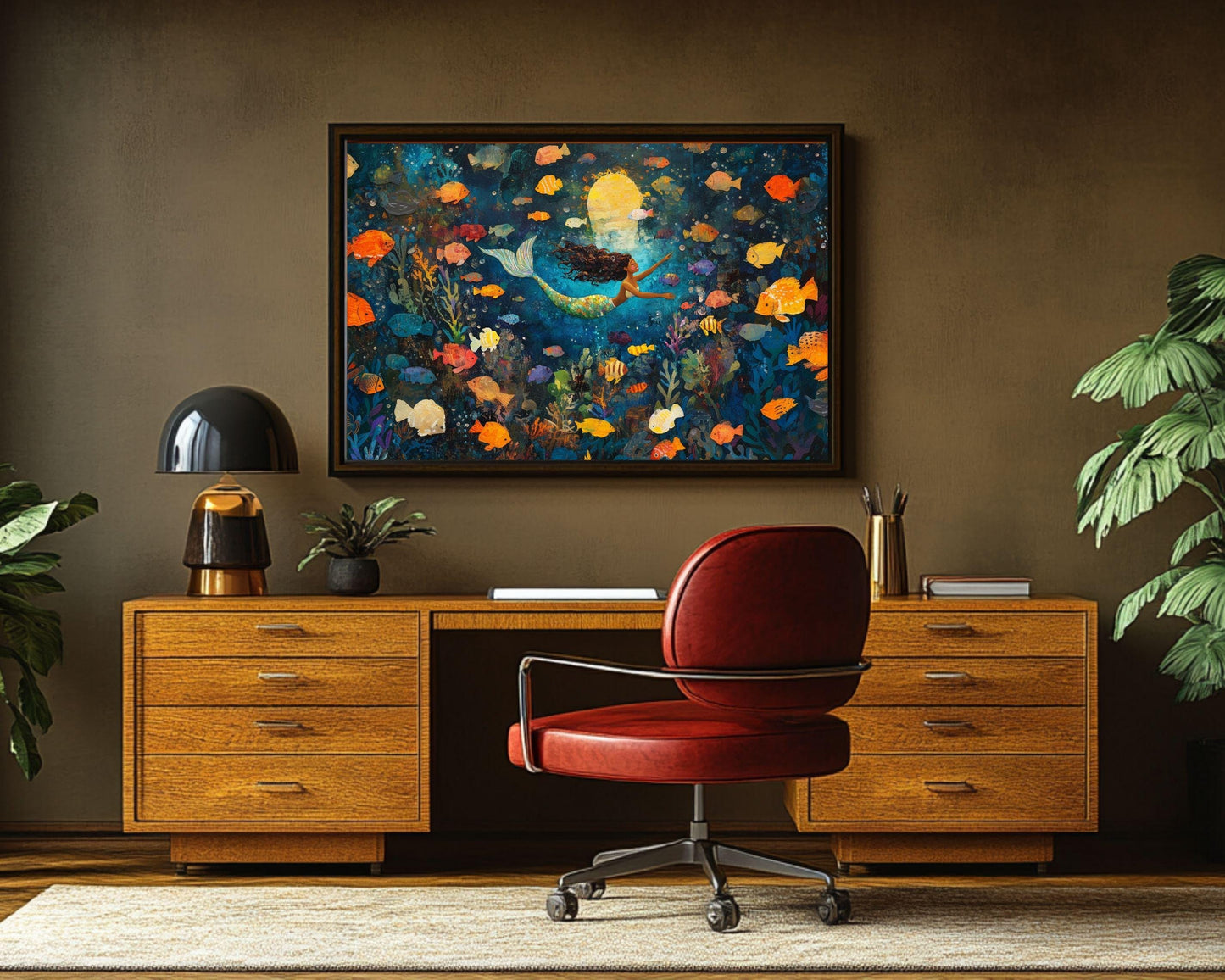 Black Mermaid African American Wall Art Afrocentric Canvas Print