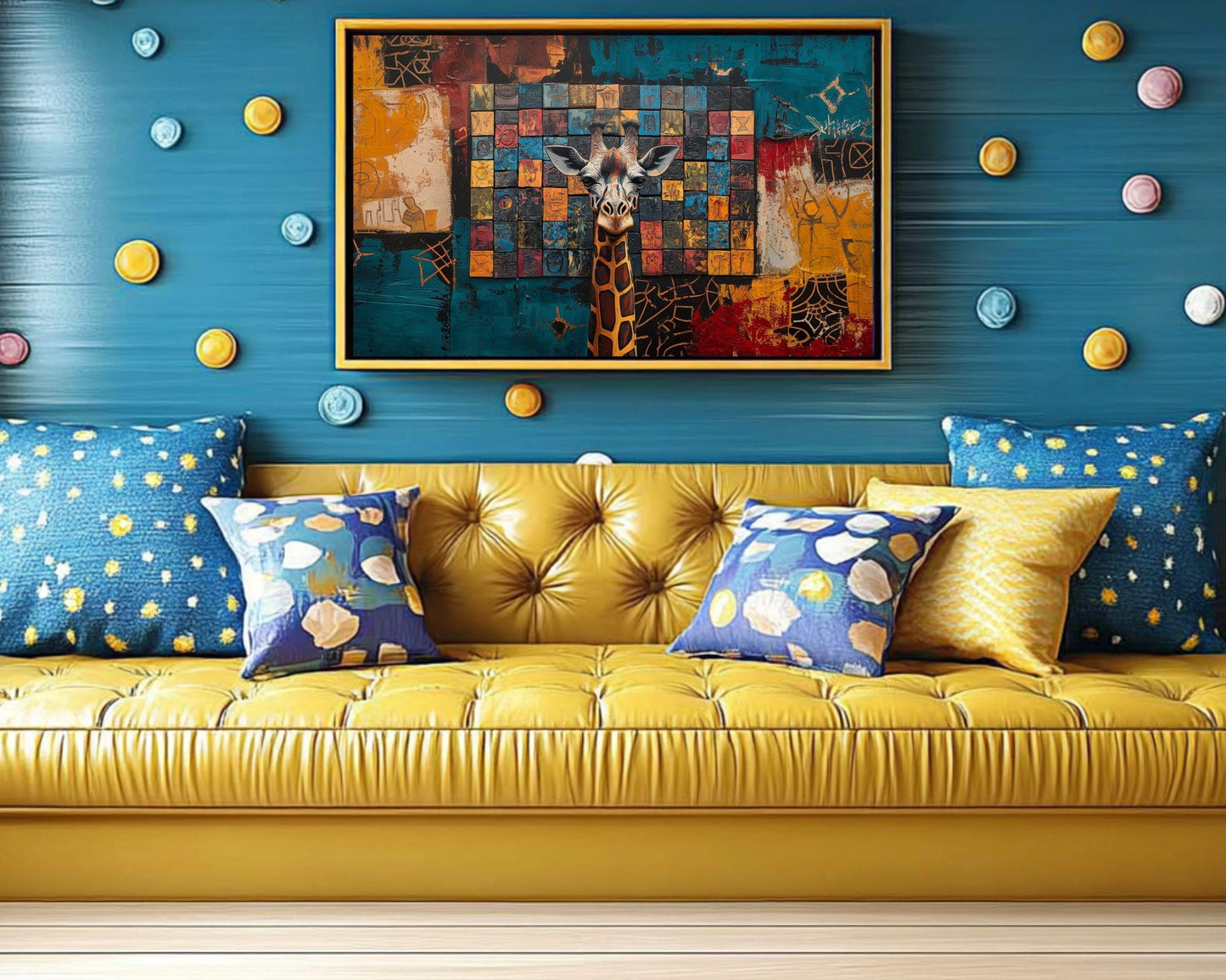 Abstract Giraffe African American Wall Art Canvas Print