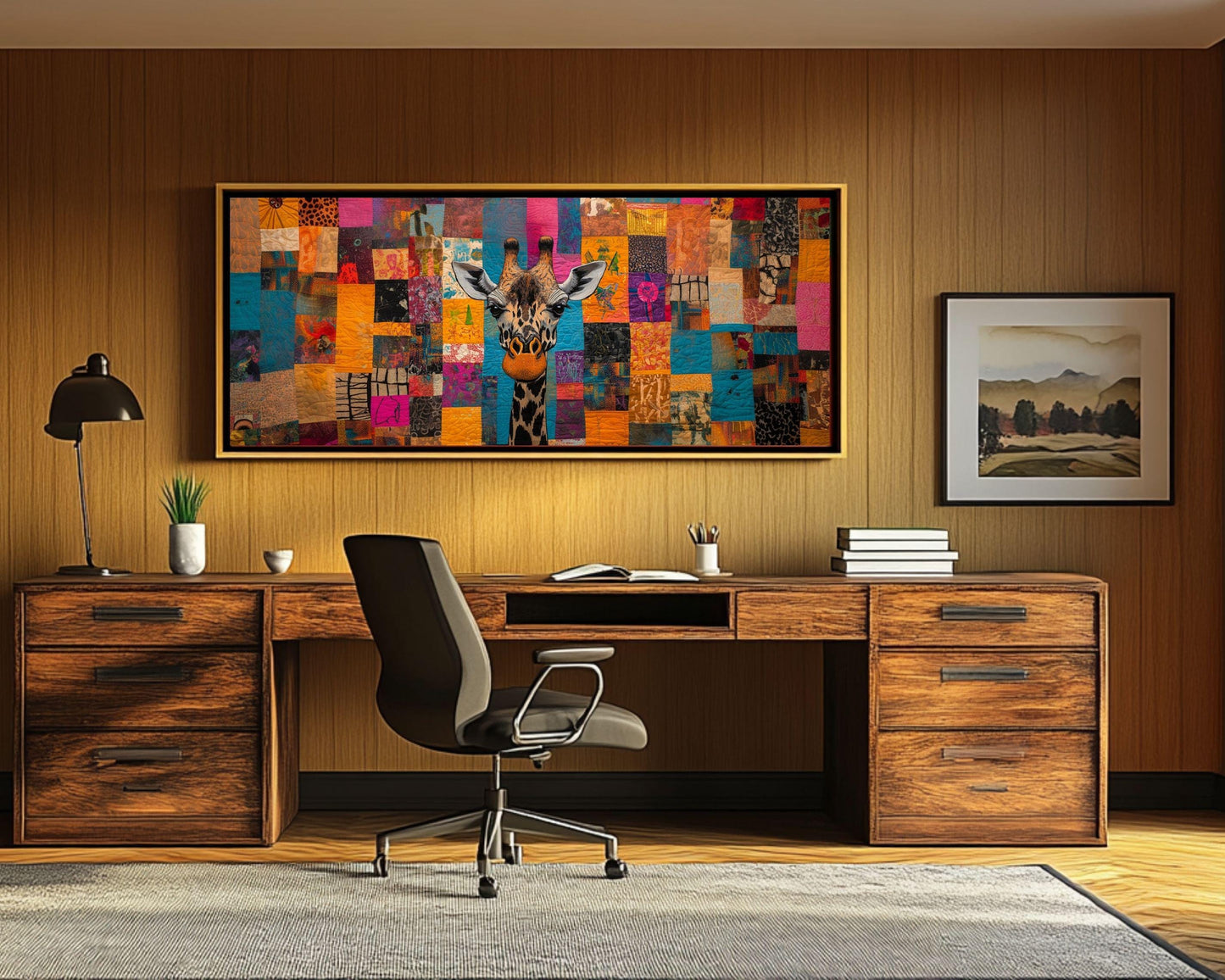 Colorful Giraffe Canvas Black Art African American Wall Decor