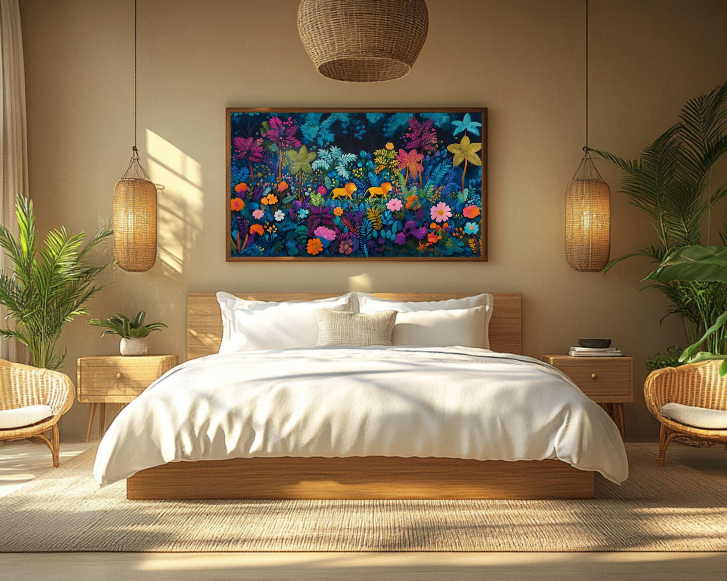 Haitian Folk Art Lion Canvas African American Wall Art Black Artwork