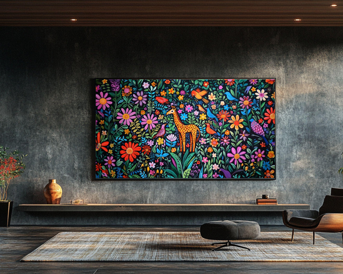 Giraffe Haitian Folk Art Black Artwork African American Wall Art
