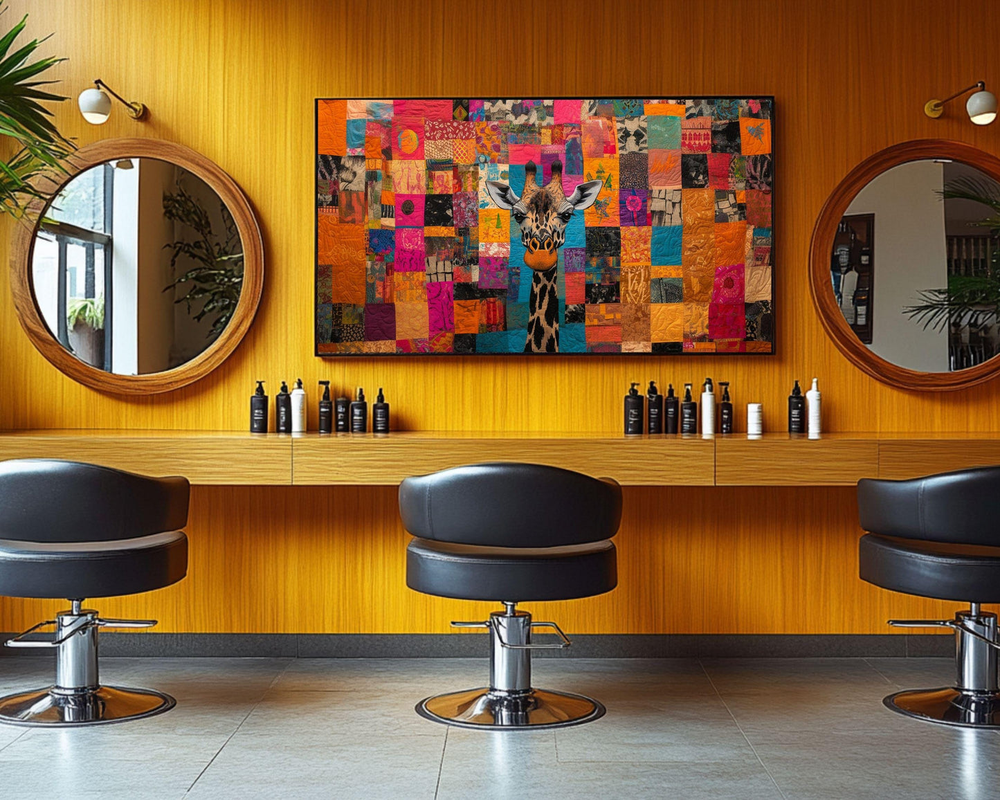 Patchwork Giraffe African American Wall Art