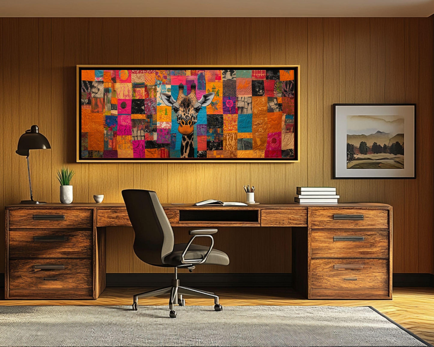 Patchwork Giraffe African American Wall Art
