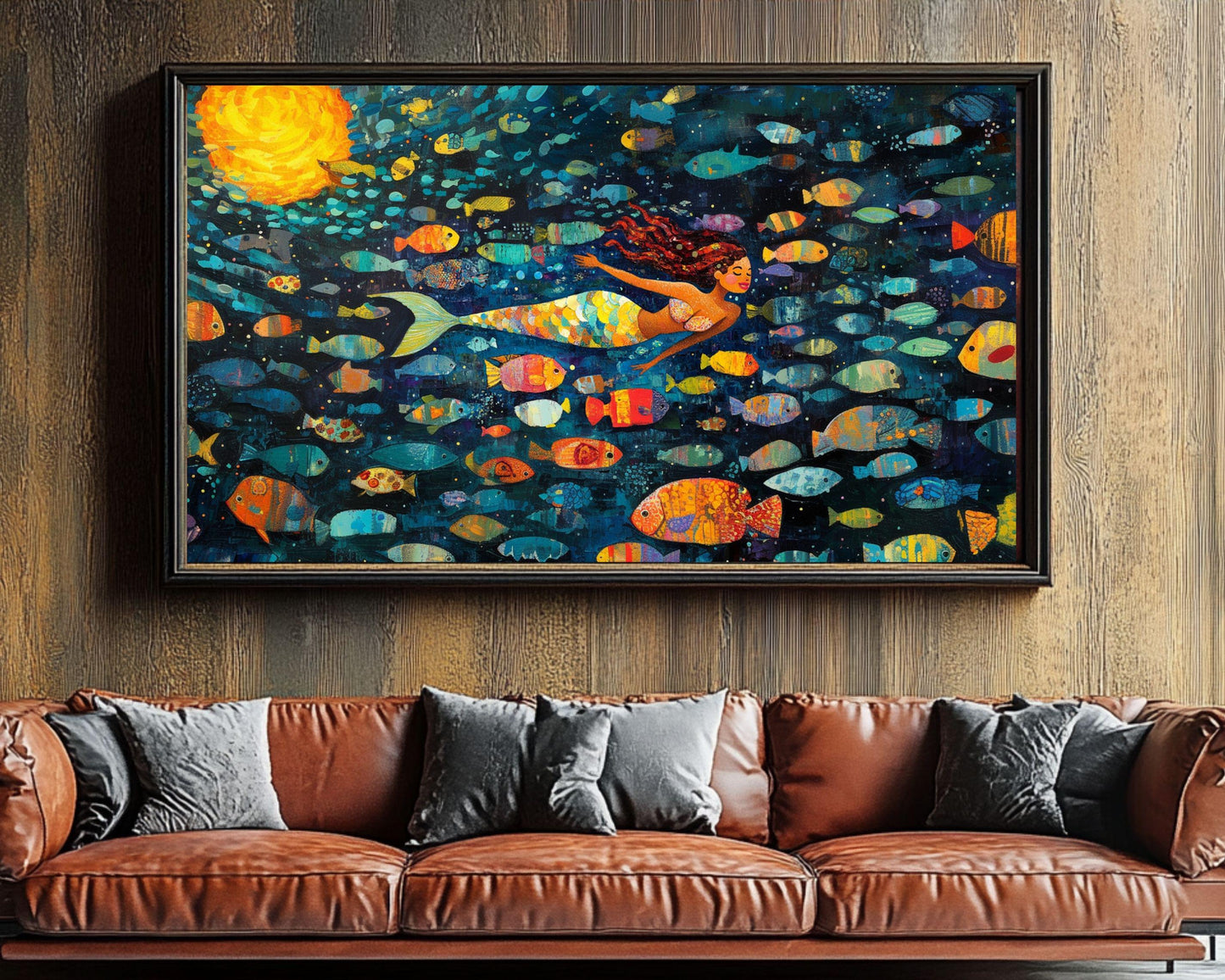 African American Wall Art Folk Art Mermaid Canvas