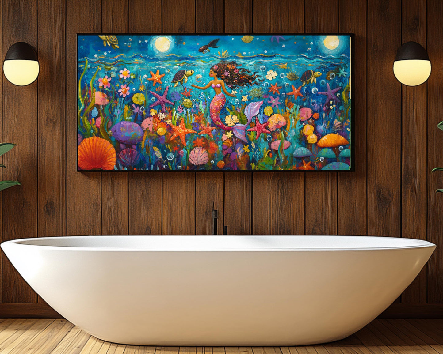 Black Mermaid African American Wall Art Canvas Print