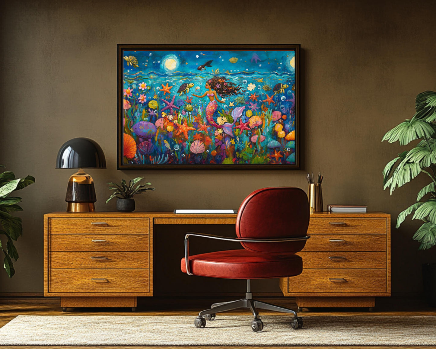 Black Mermaid African American Wall Art Canvas Print