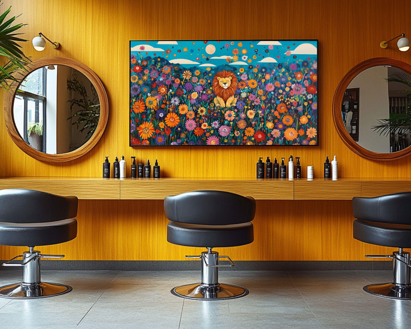 Smiling Lion African American Wall Art Colorful Canvas