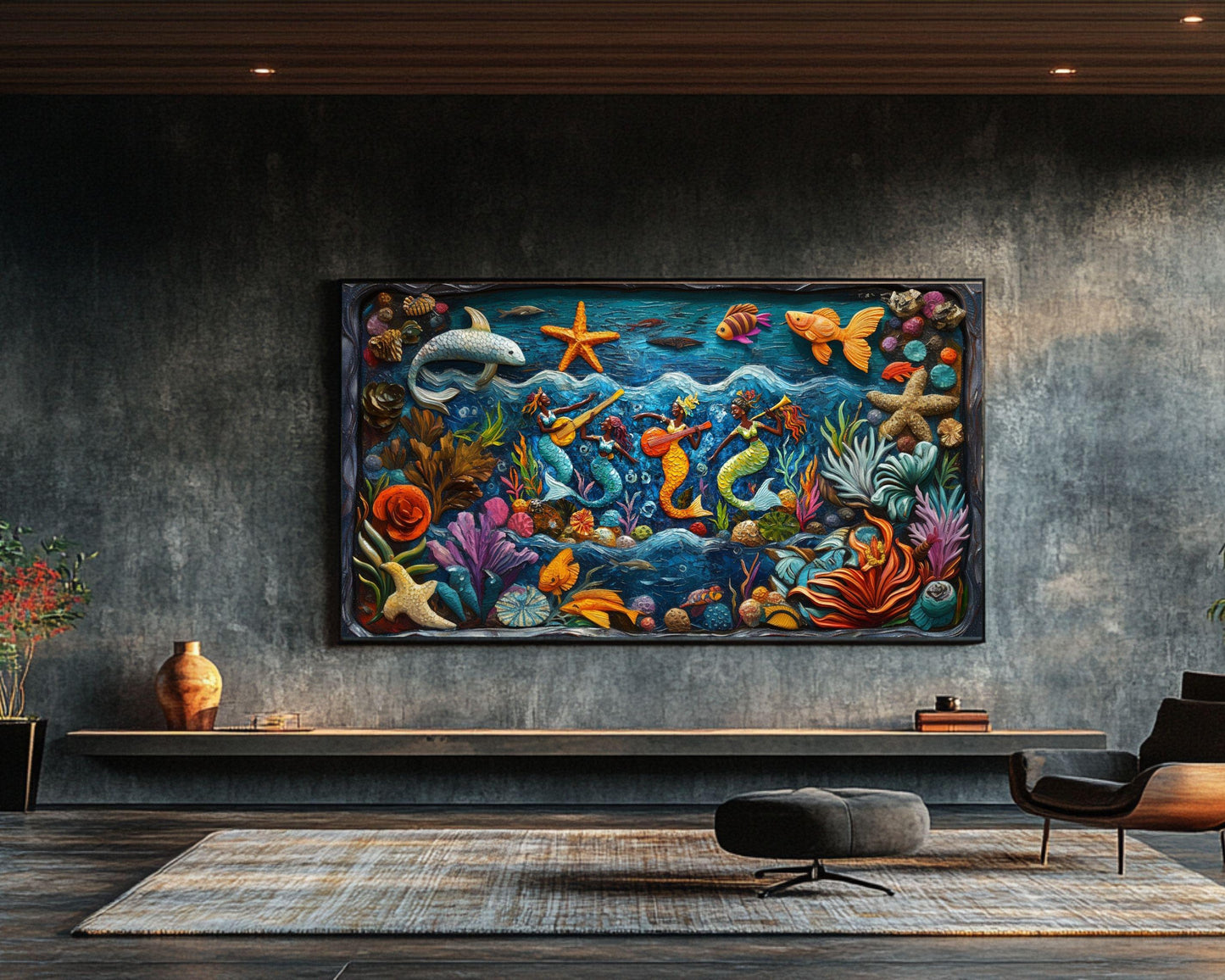 Haitian Mermaid Music Black Art Caribbean Wall Art Canvas