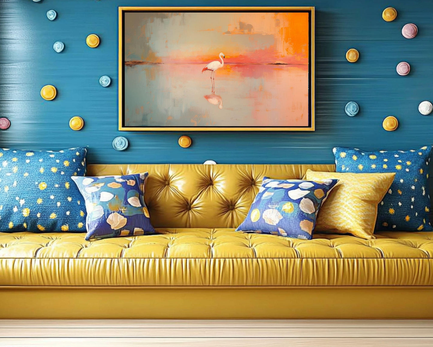 Sunset Flamingo African American Wall Art Canvas Print