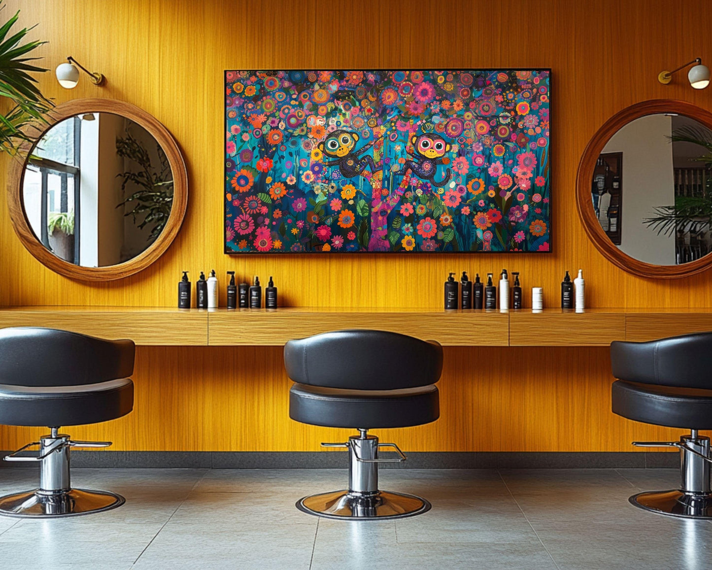 Playful Monkeys African American Wall Art Canvas Print