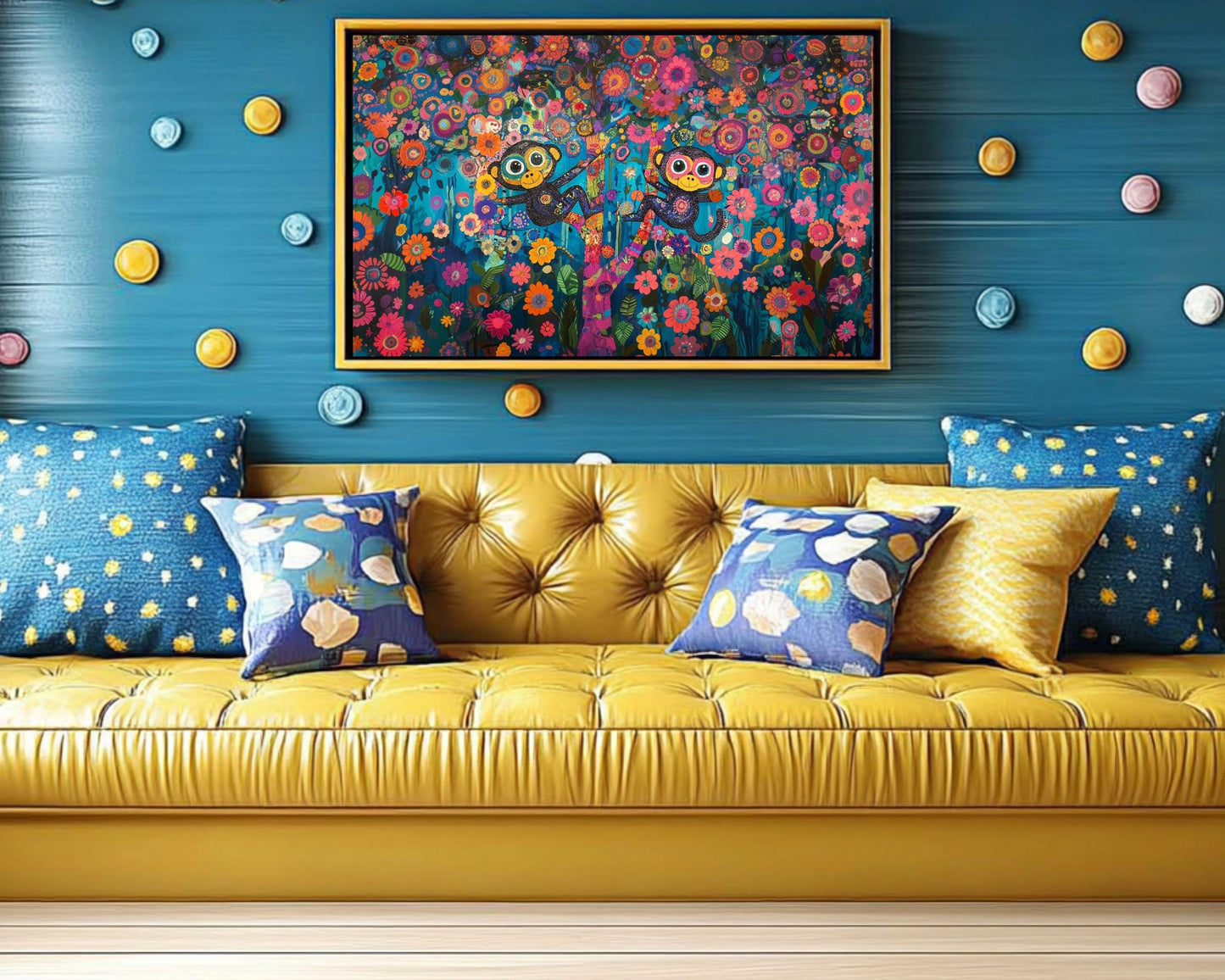 Playful Monkeys African American Wall Art Canvas Print
