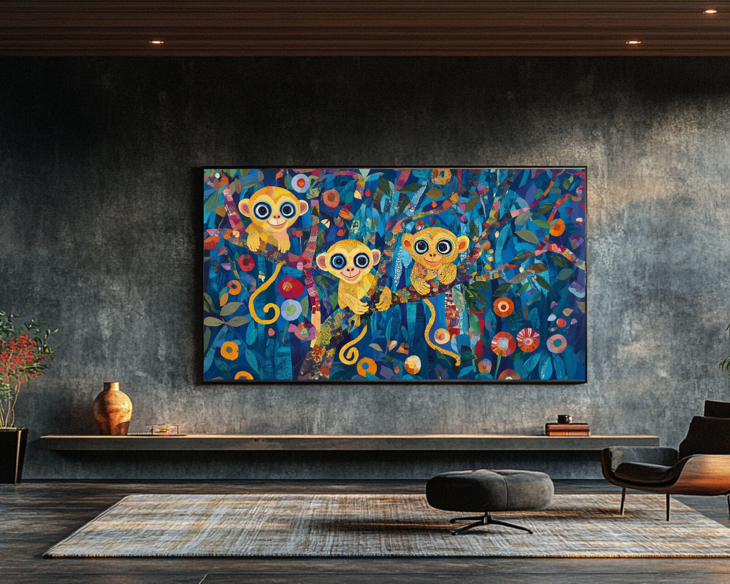 Cheerful Monkeys African American Wall Art Canvas Print