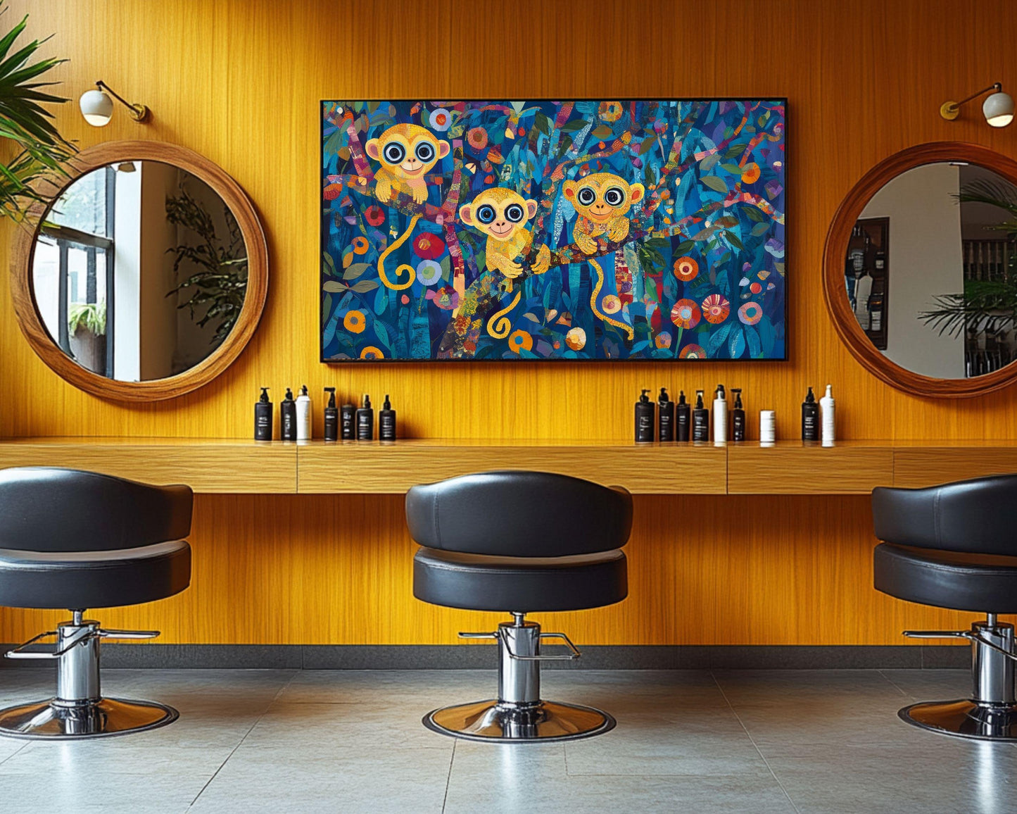 Cheerful Monkeys African American Wall Art Canvas Print