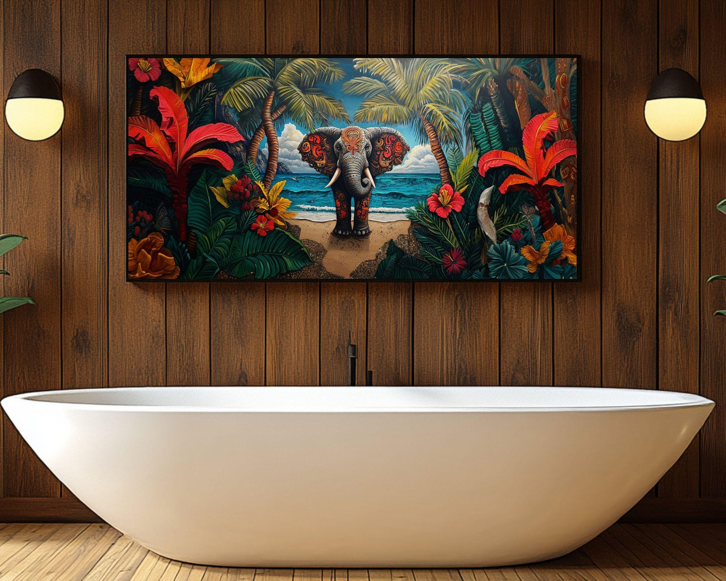 Tropical Elephant African American Wall Art Canvas Print
