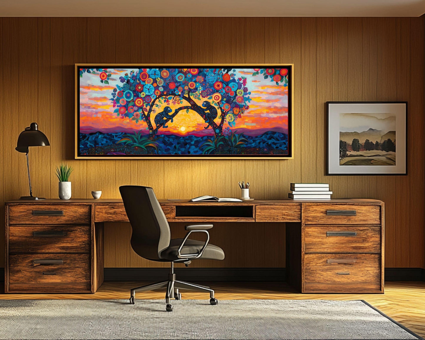 Playful Monkeys Sunset African American Wall Art Canvas